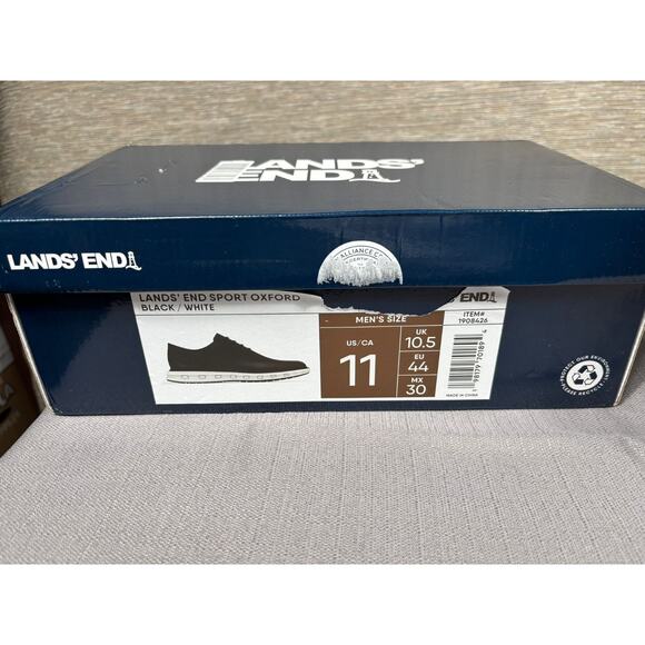 Lands End Sport Oxford Comfort Dress Shoes Mens Size 11 Black White 1908426 NEW main image 4